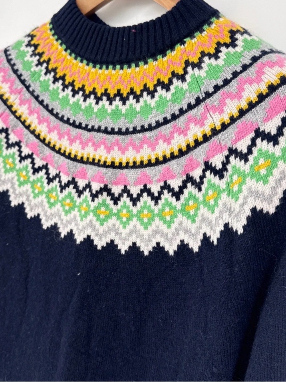 Boden Agnes Fair Isle Nordic Alpaca Wool Sweater Dress Navy Size 6 - Picture 3 of 4
